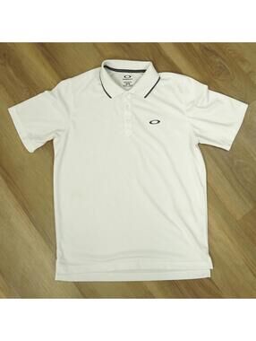 Oakley White Regular Fit Golf Polo Shirt Medium